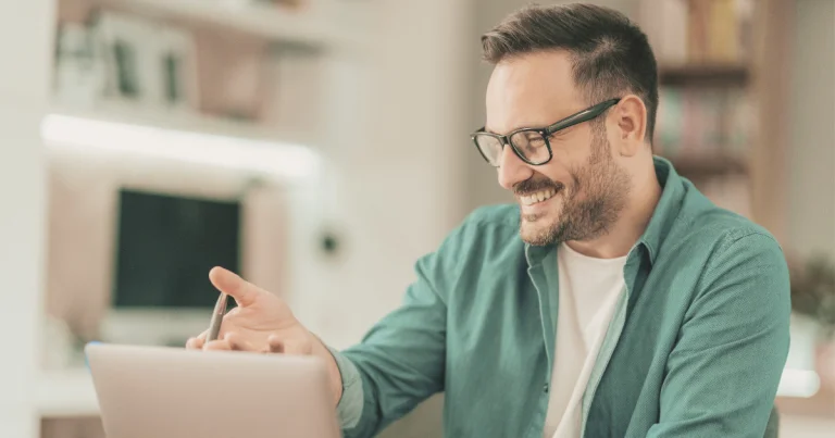 Client attending an online therapy session from home